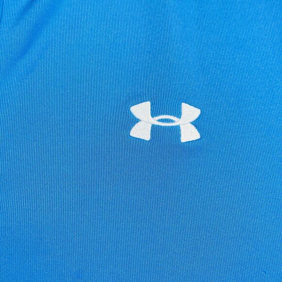 Under Armour Polo Shirt Men's Medium Blue Adult Loose Heatgear Golf Short Sleeve - Picture 2 of 10